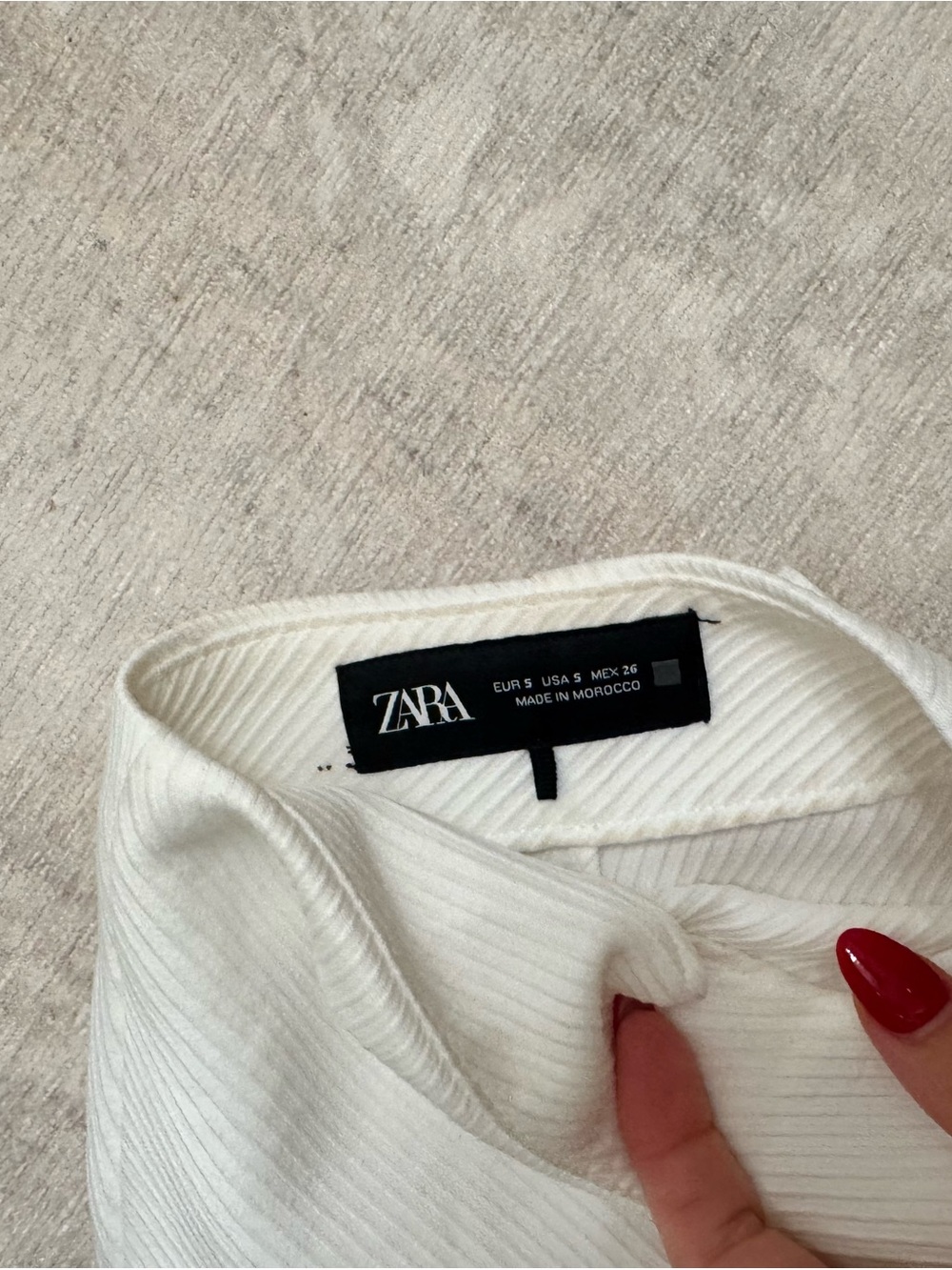 White Ribbed Mini Skirt - Picture 2 of 3